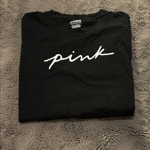 PINK Victoria's Secret Black Long Sleeve Tee with White Logo